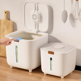 Resim 4.99KG/9.98KG/14.97KG Hava Geçirmez Gıda Saklama Kabı - Nem Geçirmez, Zararlılara Dayanıklı, Ölçü Kupası ile Kolay Basınlı Dağıtıcı, BPA İçermez, Pirinç, Tahıllar, Şeker, Un ve Evcil Hayvan Gıda Saklama için İdeal - Mutfak, Ev ve Ticari Kullanım için Mükemmel, Ticari Kullanım Kabı|Modern Mutfak Saklama|Dayanıklı Plastik Kabı, Gıda Saklama Kabı 
