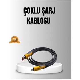 Resim 65w 4 Ü 1 Arada Örgülü Hızlı Şarj Kablosu Usb-c Usb-a Çoklu Şarj Dayanıklı 