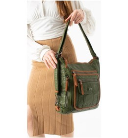 Resim 571 Collections Yıkanmış Deri Hem Sırt Hem Omuz Çantası Yeşil Model: 571-14-18d 