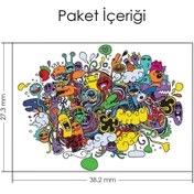Resim Beyaz Üstüne Renkli Doodle Notebook Sticker, Laptop sticker,, Hp Sticker, Asus Sticker, 15.6 inç Sticker 