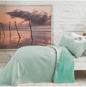 Resim Taç Genç Modası Çift Taraflı Yatak Örtüsü Seti Tek Kişilik Muse Mint-yeşil 