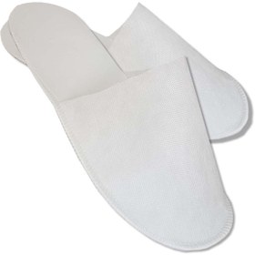 Resim PRİVATE 10 Çift Overloklu Beyaz Tela Otel Terliği Tek Kullanımlık Kullan At 