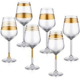 Resim The Mia Lines Şarap Kadehi 6 Lı Set - Gold Lınes010 