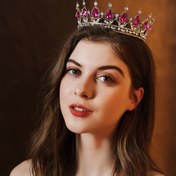Resim Fairytale Princess Crown, Pembe Taşlarla - Kumaş Malzeme Değil, Altın Renkli, Tüm Mevsimler İçin Uygun, Yıkanmaz 