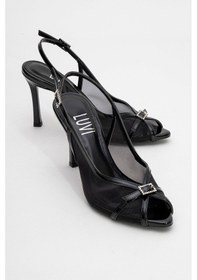 Resim Luvishoes Luvi Shoes Elyse Siyah Rugan Fileli Kadın Yüksek Topuklu Abiye Ayakkabı Siyah Rugan 