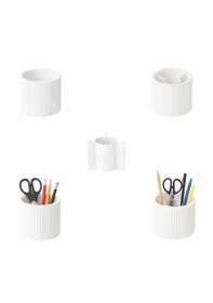 Resim Özel 3d Baskı Ayrılabilir 4 Bölmeli Kalemlik Masa Vb. Kalemliği Çapı: 8,5 Cm X Yükseklik: 8 Cm Beyaz 