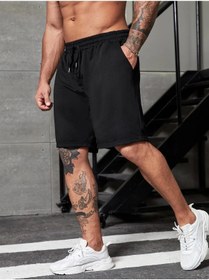 Resim Keywest Büyük Beden Baskısız Düz Basic Yazlık Spor Şort - Rahat Günlük Şort 