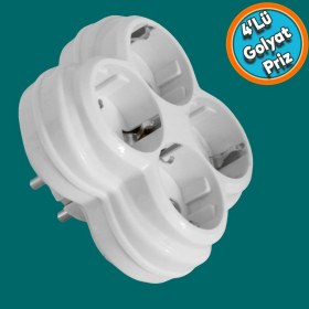 Resim Nzb Topraklı Çocuk Korumalı Çoklu Golyat 4 Lü Grup Priz Çoğaltma Dörtlü Fiş Piriz Sıva Üstü 