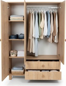 Resim Rio 3 Kapılı 2 Çekmeceli Gardrop Meşe 