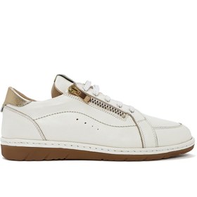 Resim Derimod Kadın Krem Bağcıklı Deri Sneaker 25SFD411418 