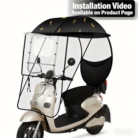 Resim Motosiklet Tente, Evrensel Yağmur Örtüsü Tente, Güneşlik Yağmura Dayanıklı, Scooterlar, Bataryalı Arabalar, Gölge Yağmur Örtüsü, Su Geçirmez Şemsiye, Açık Hava Sürüş Aksesuarları 