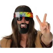 Resim Siyah Saçlı Bandana Hippi Parti Gözlüğü Diğer 