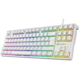 Resim GameBooster G23W Enigma TKL Rainbow Aydınlatmalı Red Switch Mekanik Beyaz Oyun Klavyesi 