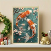 Resim Modern tarzda koi balığı 5D elmas boyama seti - Tam Yuvarlak Matkap Mozaik Sanatı - Dikey Dikdörtgen Çerçeve 30.0x40.01 cm, ev ve ofis dekorasyonu için uygun, yeni başlayanlar için ideal, çeşitli tatil hediyeleri için harika bir seçim 