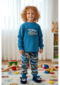 Resim Aydoğan Erkek Çocuk Kadife Polar Desenli Pijama Takımı 1669 Petrol01 Petrol01 