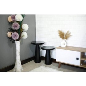 Resim 2'li Siyah Konik Mantar Sehpa Siyah 