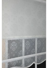 Resim Storburada Çift Mekanizmalı Kirli Beyaz Damask Tül Perde Ve Ekru Stor Perde Stb45252-v01 Ekru 