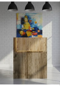 Resim Resital Ledli Karşılama Bankosu G-90 Cm Ofis Kasa Resepsiyon Masası Banko-003-2-6 