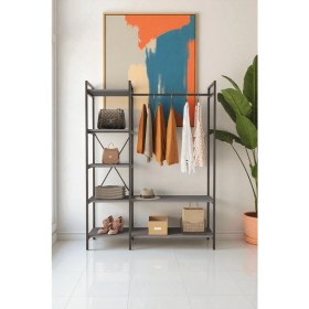 Resim Mobitopya Nilamu Elbise Dolabı / Metal Aksamlı / Antrasit Gri / Açık Dolap / Organizer / Askılık 