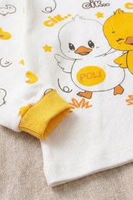 Resim DYZSTAR Civciv Desenli Pamuklu Çocuk Pijama Takımı Unisex Rahat Kalıp Sarı Beyaz 