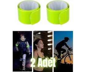 Resim Kol Bandı Yansıtıcı Bileklik 2 Adet Yeşil-Sarı, 3cm x 40CM, Kendiliğinden Sarıcı 