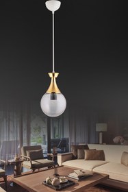 Resim GYK LİGHT Minel Beyaza Gold Detaylı Tekli Modern Aydınlatma 