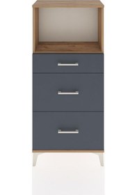 Resim Hyperion Dolap Tek Raflı 3 Çekmeceli 60x44x134 Çam-antrasit Atlas Çam 