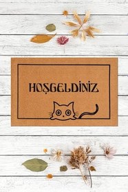 Resim Hoşgeldiniz, Kedi Desenli, Desenli Kapı Önü paspası, çeyiz paspas, ev hediyesi, dekoratif paspas 