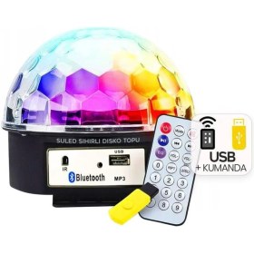 Resim GM-0803B Sihirli LED Dönen Disko Topu Hoparlör Kablosuz Usb/mp3/bluetooth Kumandalı 360 Derece (4915) 