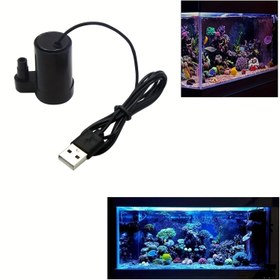 Resim 1 adet USB ile çalışan dalgıç akvaryum pompası - 3V/5V DC düşük gerilim, sessiz çalışma, taşınabilir balık tankı su pompası, akvaryumlara, balık tanklarına ve arka bahçe göletlerine kolay bağlantılı, akvaryum filtre sistemi, kompakt tasarım, dayanıklı plastik, pil olmadan 