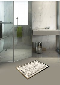 Resim Mermer Desenli 40 Cm X 60 Cm Kaymaz, Deri Taban Banyo Paspası Çok Renkli 