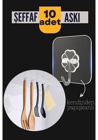 Resim 10& 39 Lu Şeffaf Kendinden Yapışkanlı Güçlü Askı Kancası, Banyo M Renkli 