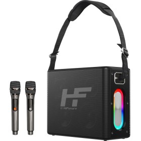 Resim HiFuture MusicBox Bluetooth 5.0 IPX4 Su Geçirmez RGB Aydınlatmalı 100W TWS Çift Modlu EQ Bass Boost & 3D Çift Mikrofonlu Taşınabilir Karaoke Sistemi Kablosuz Hoparlör Siyah 