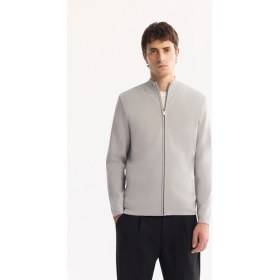 Resim AVVA Erkek Gri Dik Yaka Fermuarlı Rayon Tüylenmeyen Triko Regular Fit Hırka A52Y5013 