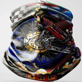 Resim Retro Motorcu Bandana Maske Outdoor Boyunluk Unisex 