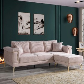Resim Eymense Gest Çekyatlı Krem Üçlü Kanepe Çekyat 