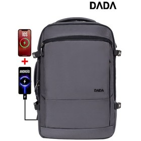 Resim Körüklü Laptop Sırt ve Seyahat Çantası 15,6 İnç 40 Litre Usb Su Geçirmez Kumaş Gri Dada 12 