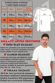 Resim Canavar Sırt Baskılı Yarı Oversize Tshirt, XL, T1392, Beyaz, Unisex Yetişkin 