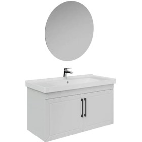 Resim Creavit D20 100cm Kapaklı Yuvarlak Ayna Banyo Takımı 