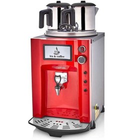 Resim Premium Jumbo Çift Demlikli Çay Kazanı Kırmızı 