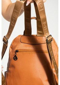 Resim Baginn Saten Kumaş Kadın Sırt Çantası 35 25 Cm Yağmur İtici Kumaş Mega Bag Günlük Kullanıma Uygun Taba 