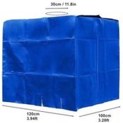 Resim Monyee 1000l Ibc Ton Balonu Kılıfı, Dış Mekan Su Tankı İçin Isı Yalıtımı, Su Geçirmez Ve Toz Proof, Dayanıklı Poliester Malzeme Mavi, 120x100x116cm 