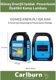 Resim Özel Üretim Darbeye Dayanıklı 300 Gram Usb Güneş Enerjili Işıldak Powerbank Özellikli Kamp Lambası Çok Renkli 