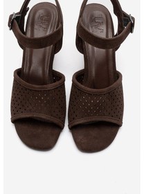 Resim Luvishoes Hervon Kahverengi Süet Kadın Dolgu Topuklu Ayakkabı 