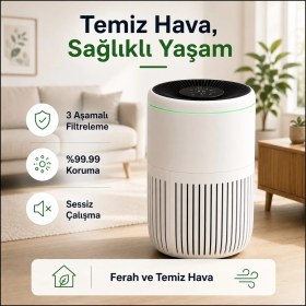 Resim Bosch 62,5 M² Hepa Akıllı Sensörlü Hava Temizleyici Cihaz Sessiz Polen Duman Pm2.5 PM10 Beyaz Temiz Hava 