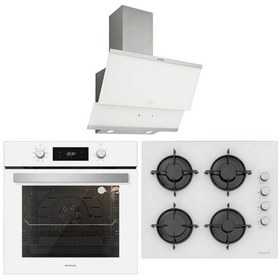 Resim Silverline BO6504W01 - CS5349W01 - 3420 Classy 60 Beyaz Cam Ankastre Set 