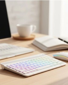 Resim Mey İthalat Çoklu Cihaz Uyumlu Kablosuz Klavye Mouse Seti Aydınlatmalı 