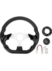 Resim Creatorally Araba Direksiyon 13IN Pu Şık Görünüm Darbeye Dalı Gelişmiş Kavrama Kolay Kurulum Yarış Direksiyon Araç Siyah (Yurt Dışından) 