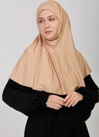 Resim manolyaşal islamic hijab Pratik Eşarp Peçeli-peçesiz Hazır Türban Sufle Bej 