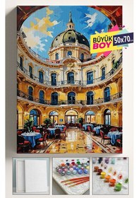 Resim Sayılarla Boyama Seti Numaralı Tuval Fırça Boya Dahil Kasnaklı Set 50x70 Cm - Çiçek Pasajı 